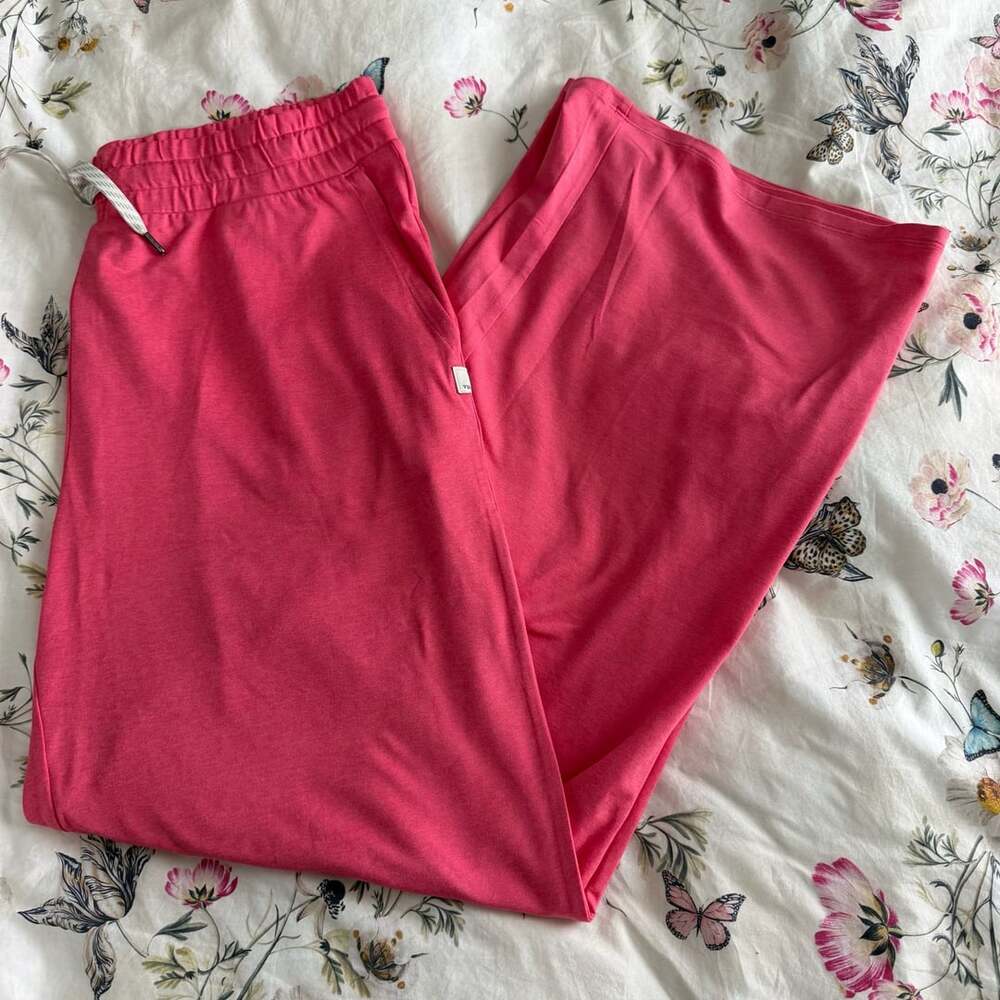 Vuori Halo Essential Wideleg Pants Size L Sunset Pink